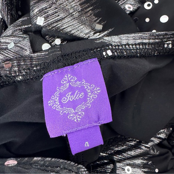 Jolie tank top strapless waist belt shimmer black silver holographic y2k club - Picture 9 of 10